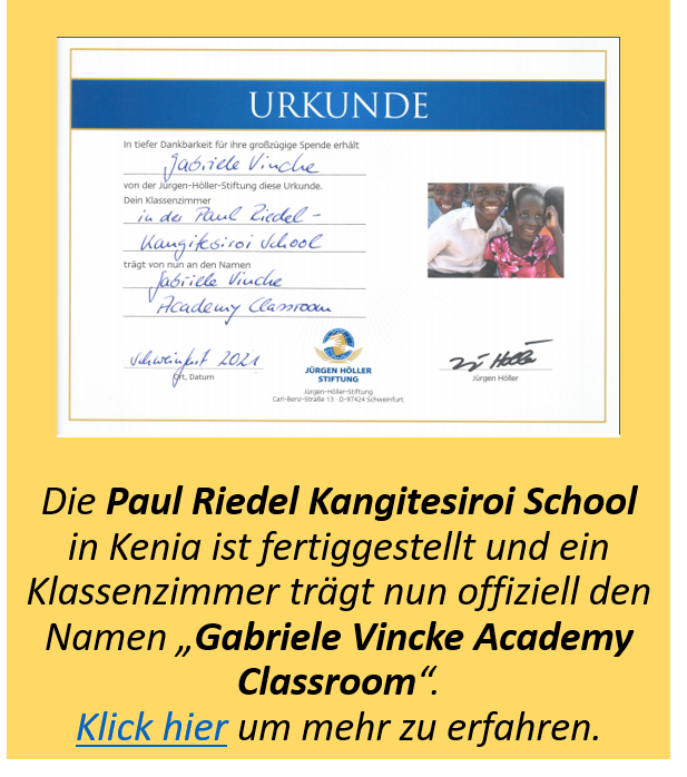 Urkunde Grundschule Kenia
